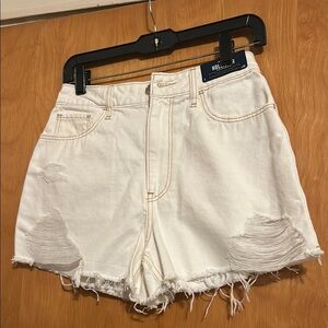 Hollister White Jean Shorts Distressed High-Waisted